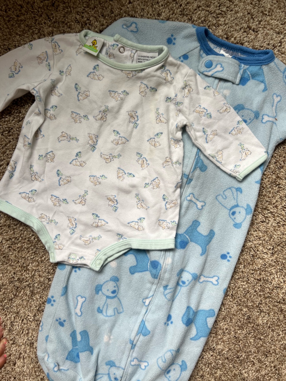 Vintage Sesame Street Baby Onesie Blue Sleep Sack Puppy 3/6 M